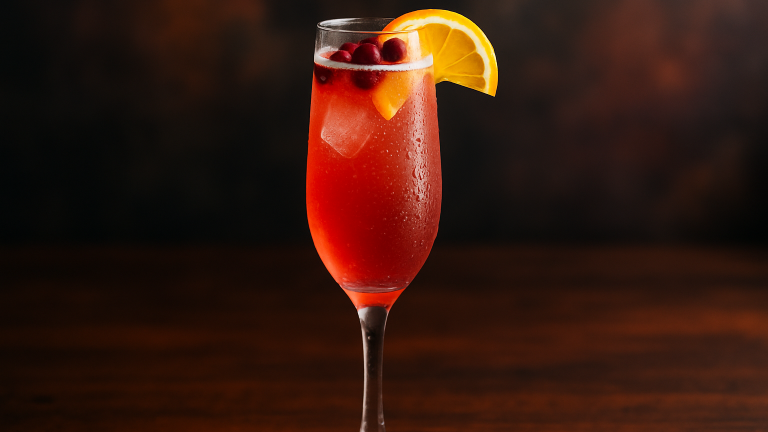Cranberry Mimosa en bubblande festdrick för lata helgkänslor