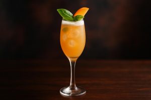 Apricot Basil Bellini en frisk och elegant sommarklassiker för lata dagar