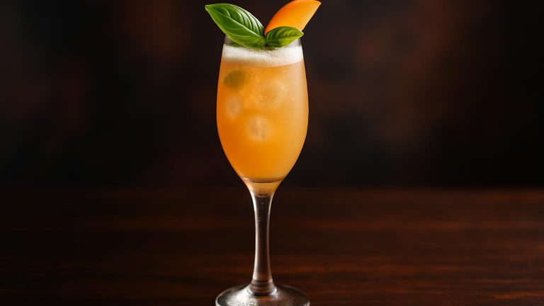 Apricot Basil Bellini en frisk och elegant sommarklassiker för lata dagar