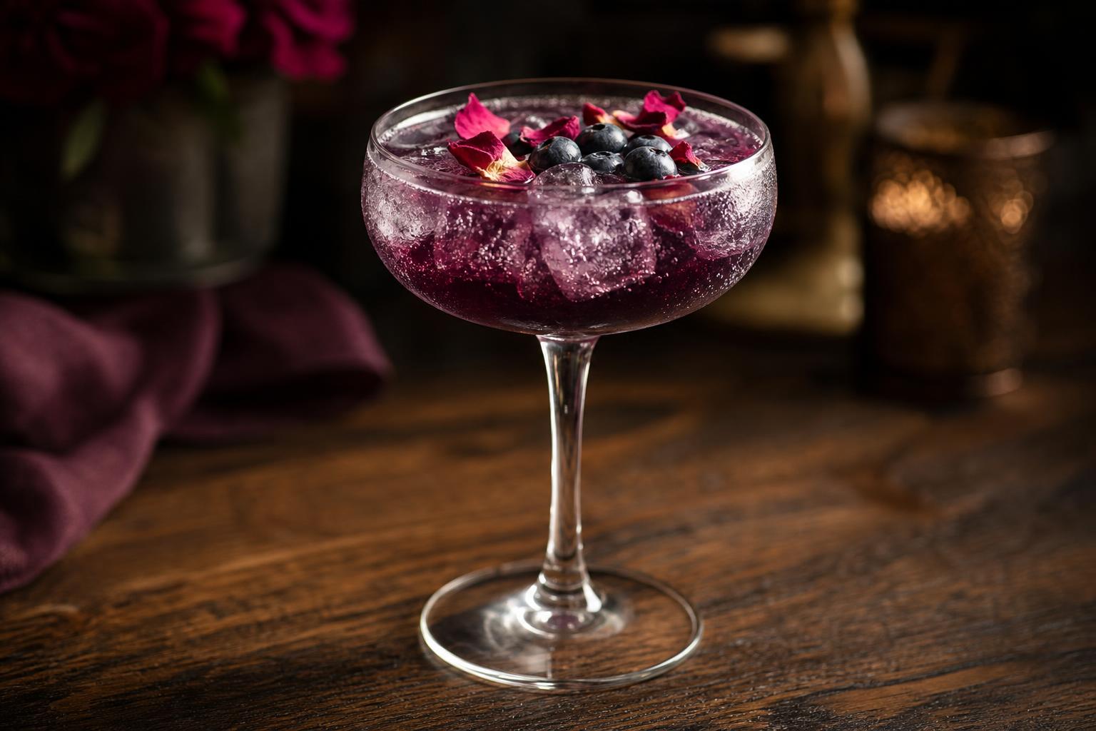 Blueberry Rose Sparkler - en frisk och blomstrande sommardrink som passar vid festliga tillfällen